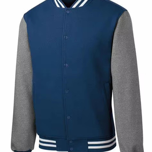 Chaqueta de lana de béisbol Varsity Letterman Bomber y mangas de cuero genuino - Product Image 1