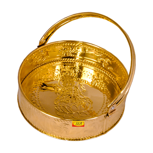 Bol de fruits floraux au design attrayant en laiton et poignée Style panier fabriqué à la main nouveau bol de service nordique au design moderne - Product Image 3