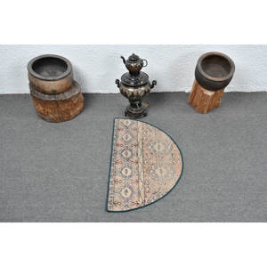 พรมขนสัตว์ตุรกีวินเทจคลาสสิกสีเบจสีฟ้า2.5x1.5ฟุตการออกแบบการเย็บปะติดปะต่อกันพื้นที่ขนาดใหญ่รูปสี่เหลี่ยมผืนผ้าลายโถงทางเดินสำหรับห้องวัยรุ่น - Product Image 3