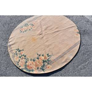Classique Beige Vert Vintage Tapis Turc 5.4X5.4 ft Grande Surface Laine Latex Patchwork pour Couloir Chambre Chambre Chevet - Product Image 2