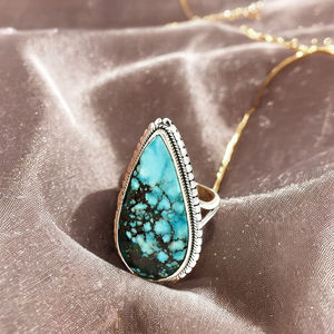 Bague en pierres précieuses turquoise naturelle bleu ciel pour cadeau de noël en argent sterling 925 bijoux en gros bagues fines fournisseurs inde - Product Image 2