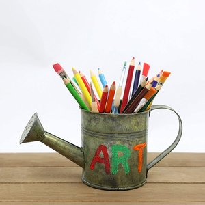 Regadera de estaño galvanizada gris antiguo, decoración del hogar de Metal para jardineras rústicas y fabricación artesanal - Product Image 5