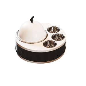 Lot de 3 plats de service chauffants de différentes tailles en acier et cuivre martelé avec couvercle en verre - Product Image 6