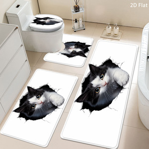Custom Printed Absorbent <b>Bathroom</b> Rug <b>Set</b> for <b>Bathroom</b> Non-Slip Shower Curtain Bath <b>Mat</b> - Product Image 1