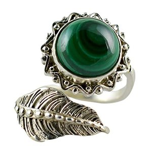 Navya Craft Women's Adjustable Malachite Round 925 Sterling Silver <b>Statement</b> <b>Ring</b> 18k Plated Green Gemstone Handmade Gift <b>Ring</b> - Product Image 1