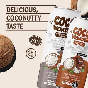 Lait de coco au chocolat 500 ml 16.9 floz boisson VINUT 24 bouteilles carton bouteille PET non OGM sans sucre ajouté OEM marque privée - Product Image 4