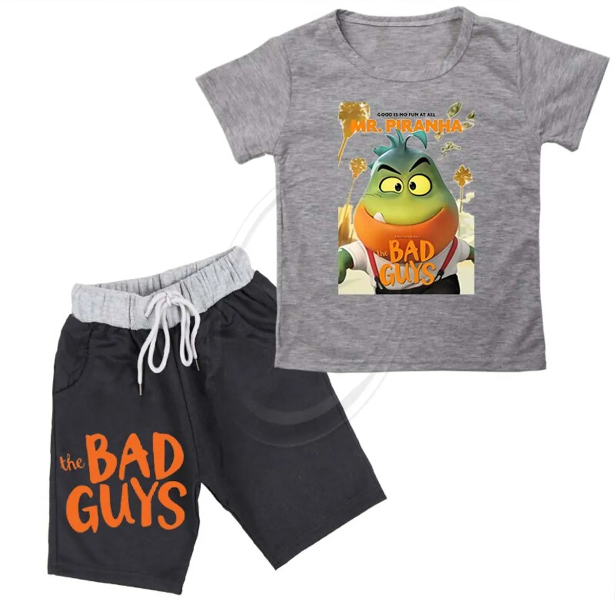 夏の男の子の服子供赤ちゃん漫画ショーツ女の子の衣装スポーツスーツ子供服4-14年セットバッドガイTシャツセット