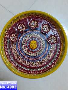 Juego de Thali de Latón Premium Hecho a Mano para Bodas y Diwali, Juego de Thali con Trabajo Meenakari al por Mayor - Product Image 4