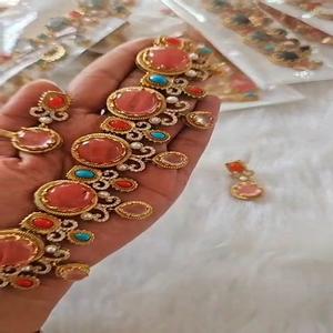 Sabyasachi Inspired Luxury <b>Necklace</b> <b>Set</b> for Women Monalisa Glass Stones Indian Traditional Bridal Jewelry Perfect for <b>Weddings</b> - Product Image 1