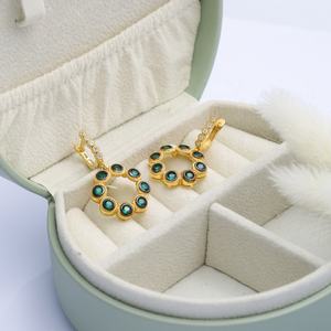 Ronde Émeraude Creux Charme CZ Dangle Boucle D'oreille Turc Fabriqué À La Main Femme 925 Bijoux En Argent Sterling - Product Image 4