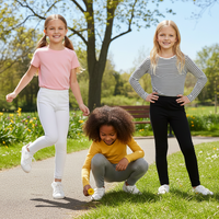 Leggings pour filles en gros, style doux, avec bordure en dentelle, mélange polyester/coton, extensible, respirant, personnalisation de la marque disponible, OEM disponible