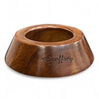 Geoffrey – Base en bois portable, durable et écologique, en feutre de velours, pour ballons de football et de basketball, gravée au laser, en bois brun, universelle