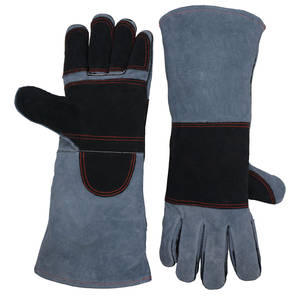 Guantes DE SEGURIDAD DE CUERO duraderos para soldar barbacoa guantes de trabajo industriales resistentes al calor OEM al por mayor guantes protectores de puño largo - Product Image 1