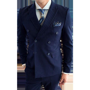 Completo Blazer da ballo blu da uomo 3 pezzi formale doppiopetto giacca classica impermeabile traspirante taglie forti da sposo per - Product Image 5