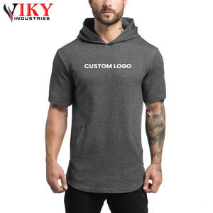 Hot Sale Gym <b>Workout</b> Bodybuilding Half Sleeve Tight Fit <b>Hoodie</b> custom logo Wholesale Custom Cheap Short Sleeve Exercise <b>Hoodie</b> - Product Image 5