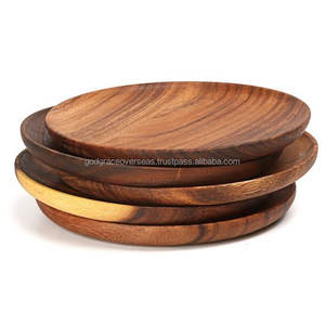 Ensemble de vaisselle en bois d'acacia 100% écologique et tendance, plateau rond personnalisé à prix de gros - Product Image 1