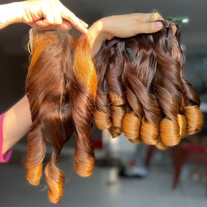 Prix le plus élevé rebondissant cheveux crus surbrillance couleur vietnamien extensions de cheveux humains faisceaux ensemble fermeture 2025 - Product Image 1