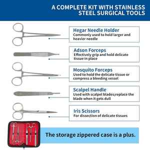 Suture <b>Practice</b> Kit for Medical Students - Suture <b>Pad</b> with Pre-Cut Wounds, Tools, Blades, Sutur Kit With Medic Instrument - Product Image 3