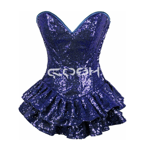Vestido Corsé con Escote Corazón y Lentejuelas Moradas Brillantes |   Vestido Glamuroso para Fiesta - Product Image 6