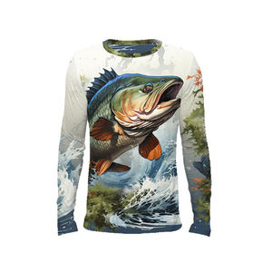 Camiseta de Pesca de Manga Larga de Poliéster/Algodón Sublimada Personalizada, de Secado Rápido, Transpirable, Resistente al Viento, con Protección Solar UPF 50+, Talla Grande - Product Image 3