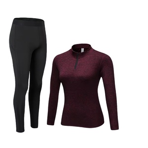 Conjunto de Dos Piezas de Ropa Interior Térmica para Mujer de Otoño, Secado Rápido, Antimicrobiano, Corto por Encima de la Rodilla, Diseño Sólido, Transpirable - Product Image 1