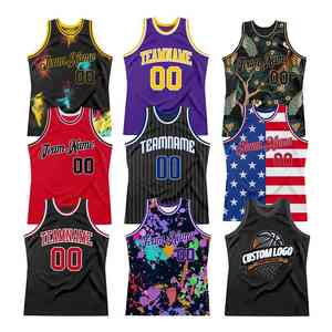 Conjuntos de uniformes de equipo de sarga de aparejos de poliéster 100% personalizados Ropa de baloncesto transpirable Opciones de talla grande Baloncesto impreso personalizado - Product Image 1