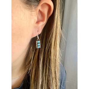 Esther White Turquoise & Sterling <b>Silver</b> Drop <b>Earrings</b> Elegant Dangle Design for Gift Occasions - Product Image 2