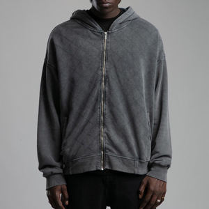 เสื้อฮู้ดซิปสำหรับผู้ชายผ้าคอตตอนย้อมสีล้วนมี100% เสื้อมีฮู้ดซักกรดย้อมสีล้วนแบบมีซิปสำหรับผู้ชายผลิตแบบมืออาชีพ - Product Image 1