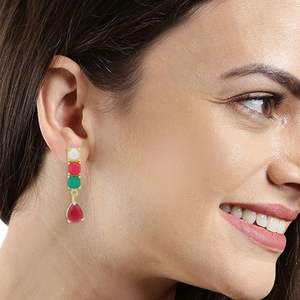 <b>Indian</b> Crystal Jewellery Faux Pearl <b>Choker</b> Chin <b>Necklace</b> Earrings Jewelry Set <b>Indian</b> Wholesale Jewellery Set - Product Image 3