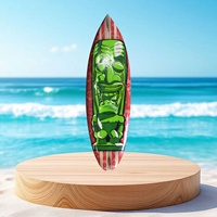 Planche de surf hawaïenne de plage tropicale faite à la main 50 cm Art mural suspendu avec palmiers et fleur d'hibiscus