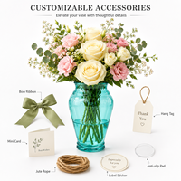 Jarrón de Vidrio Clásico Tipo Urna, 21 cm, Transparente, para Decoración del Hogar, Bodas, Hoteles y Floristerías, Venta al Por Mayor