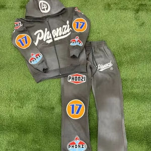 Heavyweight Zip up Fleece Blank <b>Plain</b> Custom Acid Wash Pullover Distressed <b>Hoodies</b> Men Oversized Vintage Tracksuits Manufacturer - Product Image 1