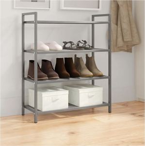 Zapatero moderno de tres niveles hecho de metal gris. El estante proporciona un almacenamiento duradero y elegante para la Exportación de Artesanías caseras 2025 - Product Image 1