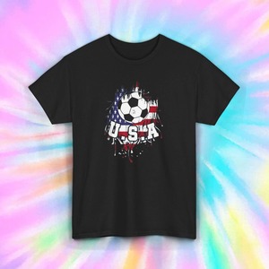 Camiseta deportiva Patriótica con gráfico de bola de bandera americana, Camiseta de punto con letras de algodón 100% personalizada informal para hombres, Camiseta de punto - Product Image 6