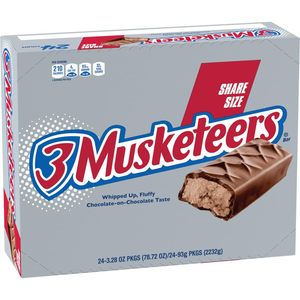 3 MUSKETEERS Milk Chocolate Candy <b>Bars</b> - Full Size Chocolate <b>Bars</b>, 3.28 oz Candy <b>Bar</b> (Pack of 24) - Product Image 2