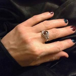 Nueva llegada auténtica sólida Plata de Ley 925 turmalina rosa oscuro cabujón ovalado bisel ajuste Baho delicado minimalista anillo de mujer - Product Image 2