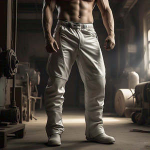 <b>Mens</b> <b>white</b> pu leather <b>pants</b> elastic waist outdoor style modern fashion sleek design soft texture stylish wear - Product Image 6