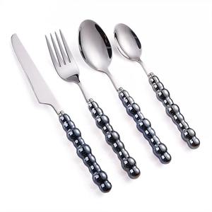 Stainless Steel Set Of 4 Flatware <b>Used</b> In Kitchenware Tabletop Cafe Home Silver Color Plated Cutlery 2 Color Tone Stylish Handle - Product Image 4