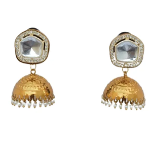 คุณภาพสูงการออกแบบล่าสุดต่างหูธรรมชาติวัสดุทองเหลืองโบราณสไตล์หมุดเครื่องประดับต่างหู Jhumka สำหรับผู้หญิงและเด็กผู้หญิง - Product Image 1