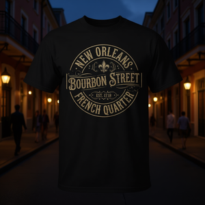 T-shirt vintage New Orleans Bourbon Street con design retrò del French Quarter per uso promozionale - Product Image 3
