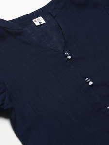 Conjunto de Kurta Recta de Algodón para Mujer, Corte Regular, Largo hasta el Tobillo, Secado Rápido, con Palazzo, Estilo Formal para Verano, en Tejido Slub y Cambric - Product Image 5