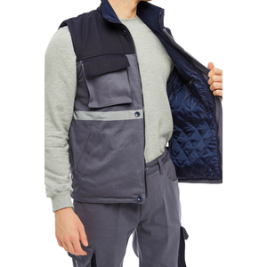 เสื้อกั๊กทำงานแบบยูนิเซ็กซ์ ปิดด้วยซิป กันน้ำ กันลม ไม่มีแขน บุด้วยผ้าฝ้าย น้ำหนัก 220 กรัม พิมพ์ลายสกรีน สไตล์ลำลอง สีพื้น มีกระเป๋า 4 ช่อง - Product Image 4