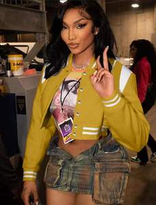 Chaquetas cortas de lana para mujer, parches de chenilla personalizados, Mangas de cuero genuino bordadas, chaqueta universitaria Letterman - Product Image 4