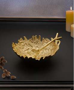 Ensalada de hojas exuberantes texturizadas en tonos dorados de aluminio Cuenco para servir - Product Image 3