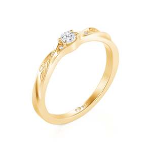 Bague de promesse torsadée gravée Jeulia Gold Vine avec zircon rond pour femme, anniversaire - Product Image 2