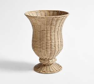 Vase à fleurs en rotin fait main avec une texture rustique chic adaptée aux maisons modernes minimales - Product Image 6