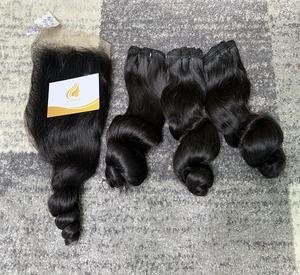 Cabello Remy Virgen sin procesar al vapor tejido sin ondas químicas paquete rizado cutícula alineada Vietnam todos los colores crudo humano Real - Product Image 4