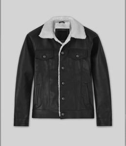 Chaqueta de Cuero Genuino para Hombre, Hecha a Medida al por Mayor, con Cuello Alto, Forro Cálido de Poliéster, Logotipo Frontal, Diseño de Invierno, Ropa Exterior de Moda - Product Image 4