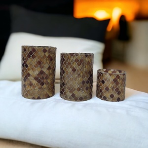 Formes de mosaïque décoratives pour la maison et le jardin Décoration artisanale pour le mariage et Noël Bougie brune Récipients en verre Lanternes et bocaux - Product Image 2