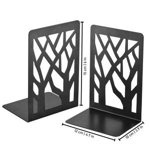 Porte-livres modernes en métal noir et blanc avec un motif d'arbre décoratif, utilisés comme porte-livres de bureau et de table - Product Image 5